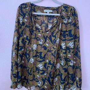 Ann Taylor Loft flowy flower sheer blouse size M